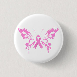 Cáncer de Mama de Mariposa Rosa Botón Pin