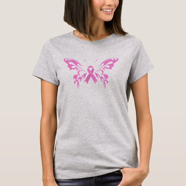 Cáncer de Mama de Mariposa Rosa| Camisa (Anverso)