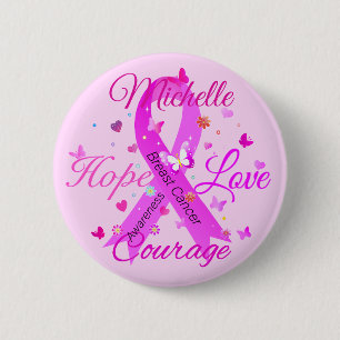 Cáncer de Mama Esperanza Amor Botón de Valor