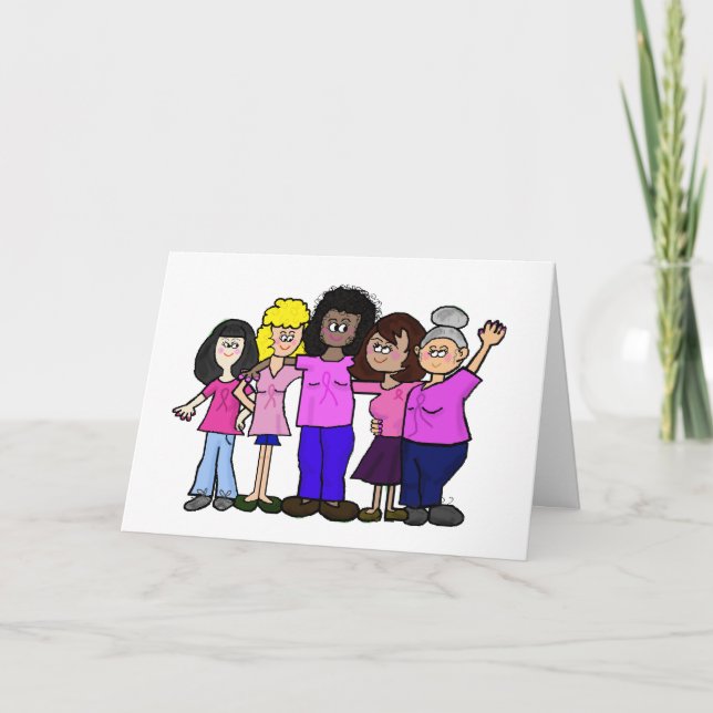 Cáncer de mama - Mujeres con tarjeta de saludo ros (Anverso)