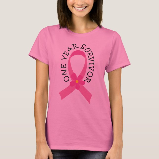 Cáncer de mama Sobreviviente de un año camiseta de (Anverso)
