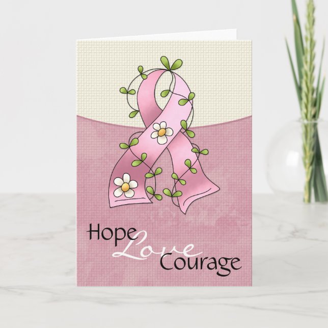 Cáncer de pecho Cinta rosa Esperanza Tarjeta de Co (Anverso)