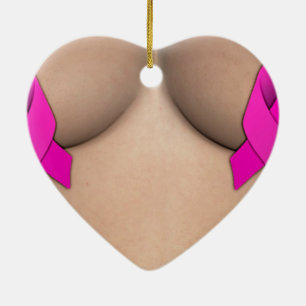 Cáncer de pecho Cinta rosa Ornamento de Navidad