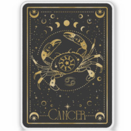 Cáncer de zodiaco Pegatina Astrológico Negro y Oro