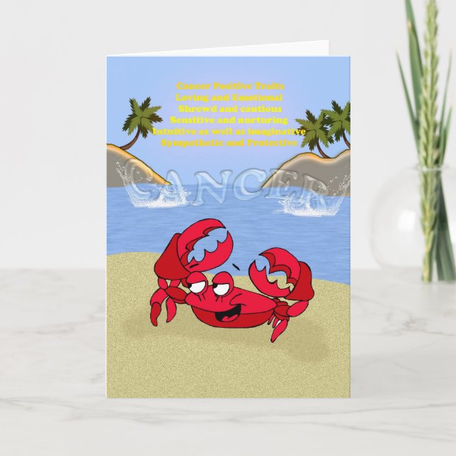 Cáncer el cangrejo, tarjeta de cumpleaños, (Anverso)
