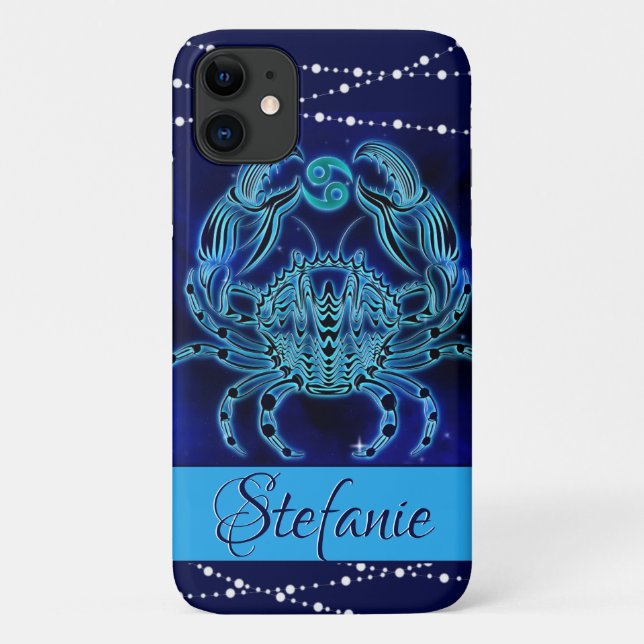 Cáncer en estuche para iPhone Funda azul oscuro-ma (Reverso)