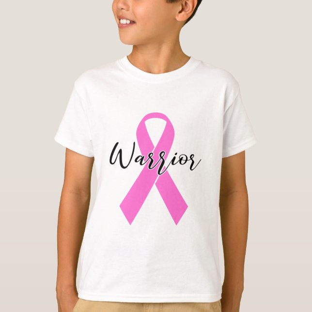 Cáncer Guerrero de la camiseta T Camisa Rosa Cinta (Anverso)