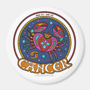 Cáncer NP grande, imán redondo de 3 pulgadas