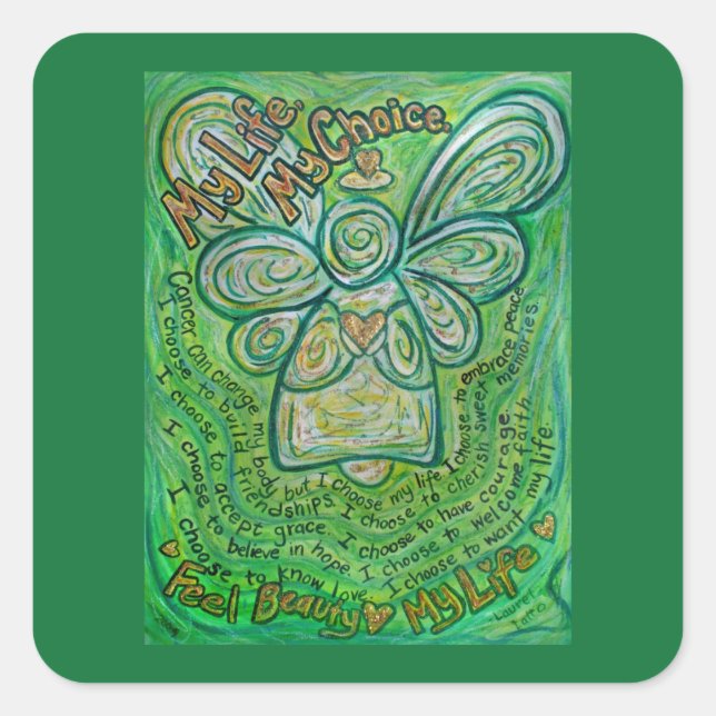 Cáncer poema Green Angel Art Decal Pegatina de Art (Anverso)
