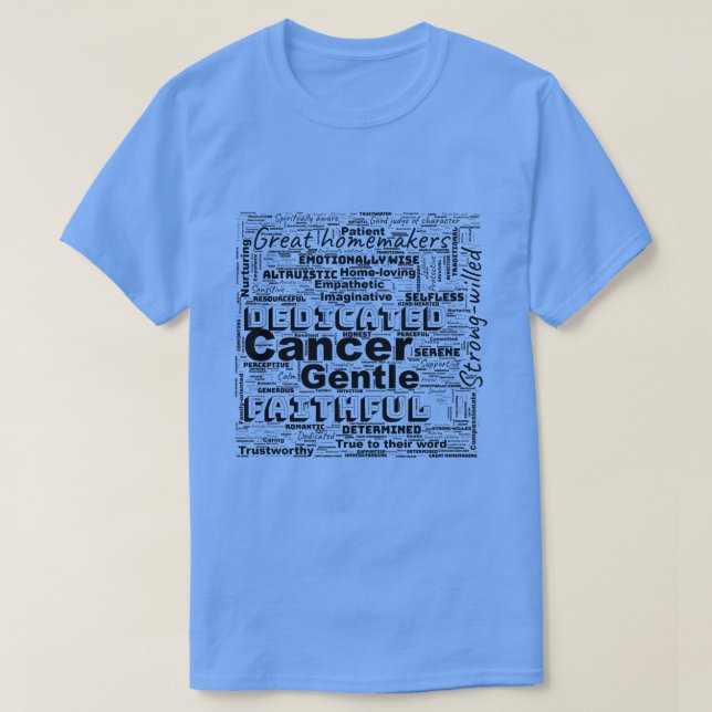 Cáncer Sodiac Word Cloud Inspiración Camiseta masc (Diseño del anverso)