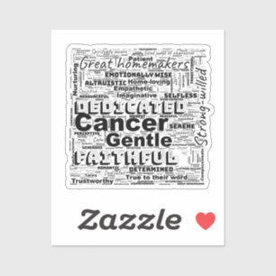 Cáncer Zodiac Word Nube Inspiración Vial Pegatina