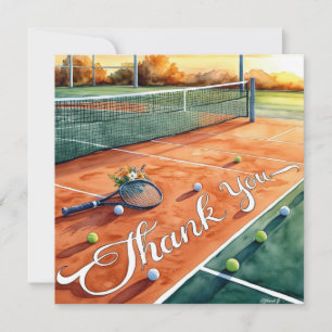 Cancha de tenis con agradecimiento en la cancha