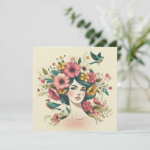 Canción Aves con tarjeta de impresión de arte en v