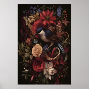 Canción Botánica Pájaro Cantor Arte de Pared, Oscu