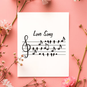 Canción de Amor Notas de Pájaro Arte en Blanco y N