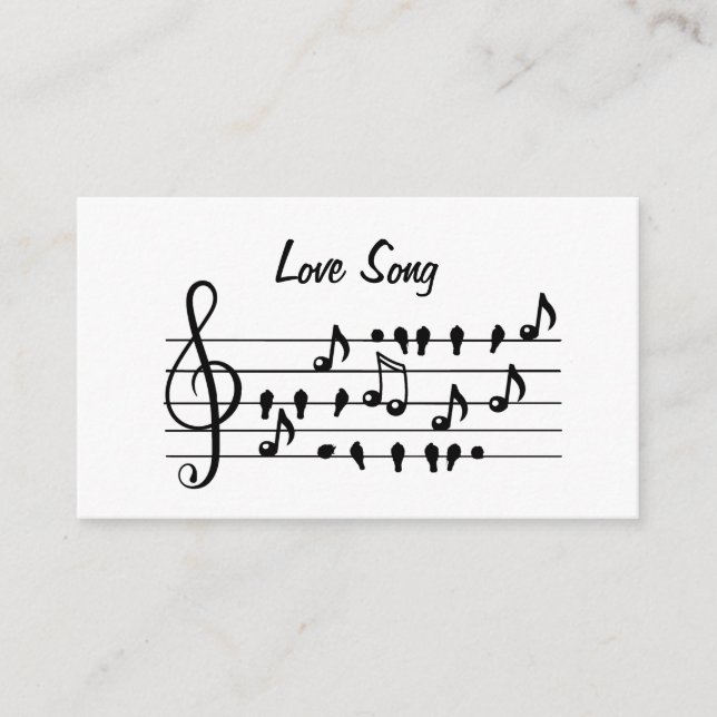 Canción de amor, pájaros sentados entre notas musi (Anverso)