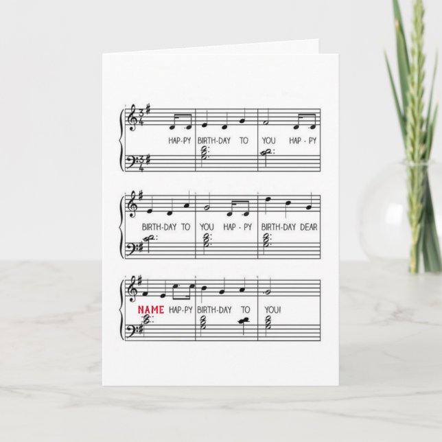 Canción de cumpleaños feliz con tarjeta de nombre (Anverso)