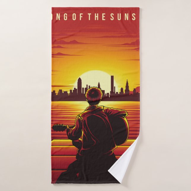 Canción de la puesta de sol del ilustracion, solo, (Toalla de baño)
