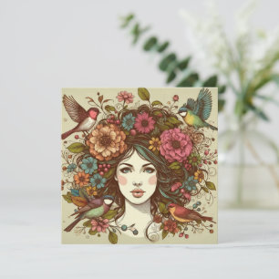 Canción de las aves de la tarjeta de impresión art