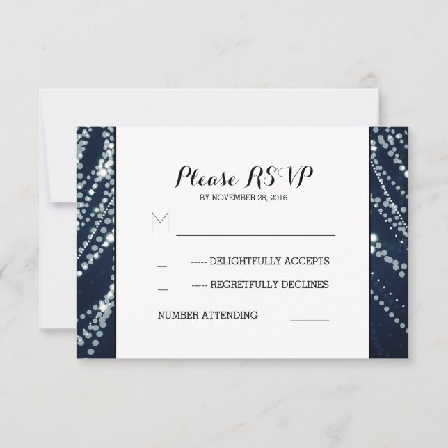 Canción de luces tarjetas RSVP de boda azul (Anverso)