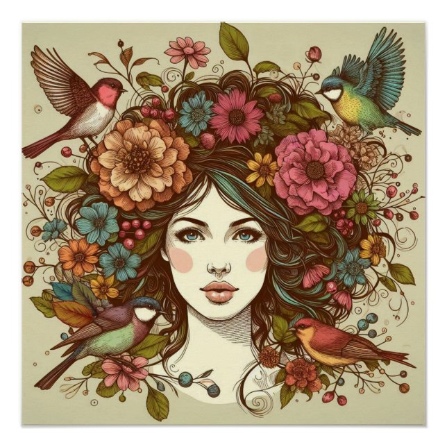Canción de poster Art Print Birds In Fall (Anverso)