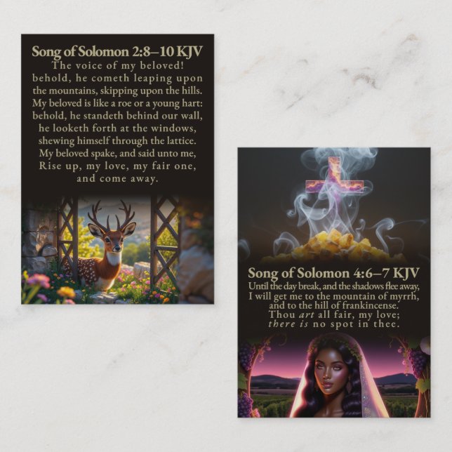 Canción de Solomon 2:8-10 y caja de tarjetas KJV 4 (Anverso / Reverso)