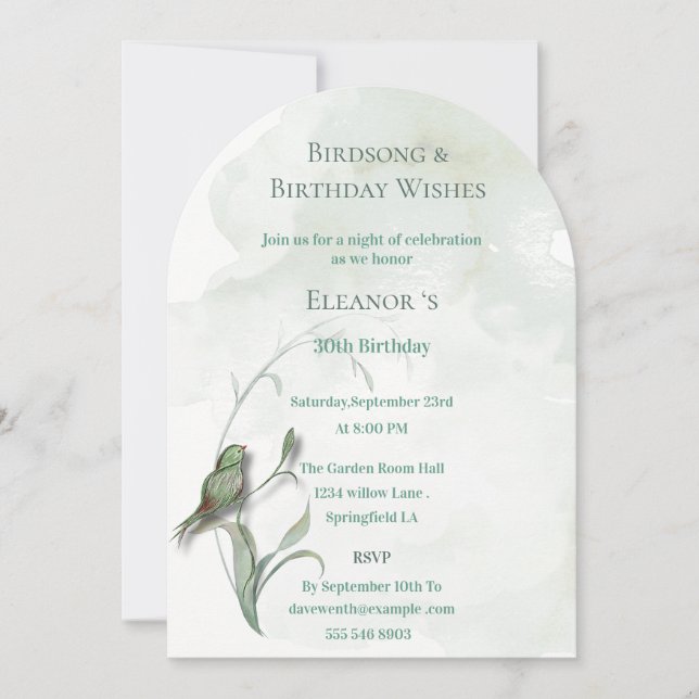 Canciones de pájaro y mejores deseos Invitación (Anverso)