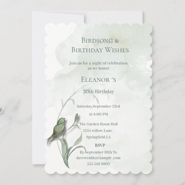 Canciones de pájaro y mejores deseos Invitación (Anverso)