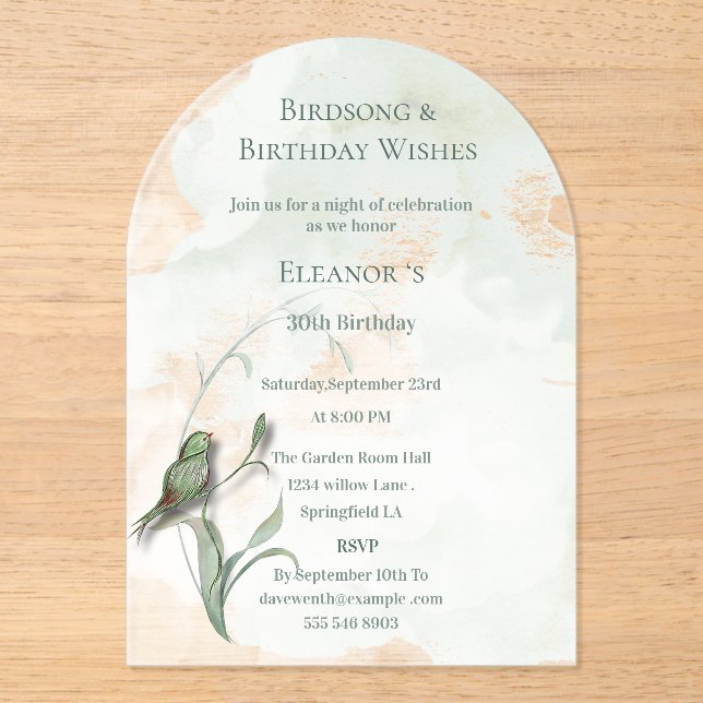 Canciones de pájaro y mejores deseos Invitación ac (Anverso)