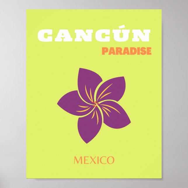 Cancún, México, arte de viajes, verde, arte tropic (Frente)