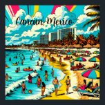 Cancún, México con una vibe de arte pop<br><div class="desc">Escena de arte de un libro de historietas de arte pop en una playa con vibraciones antiguas. AI Art muestra a personas que se divierten en la playa,  con hoteles y apartamentos en el fondo,  palmeras de bonito,  sombrillas de colores y un hermoso cielo nublado azul en Cancún,  México.</div>