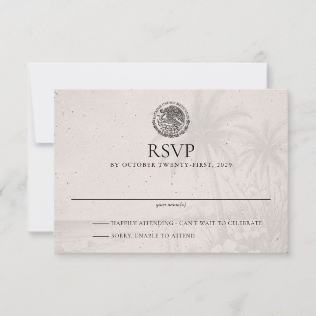 Cancun Passport Wedding RSVP Card (Anverso)