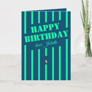 Candela azul de neón feliz tarjeta de felicitación