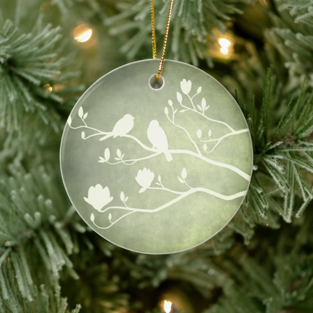 Candelabra de plata (verde) - Ornamento cerámico (Árbol)