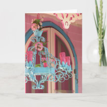 Candelabra y rosa - Tarjeta de viñedo de Martha