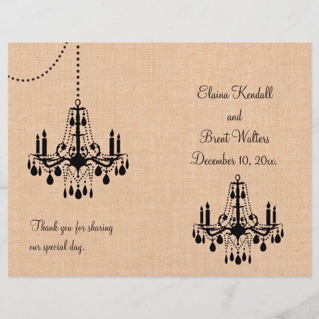 Candelabro en el programa Burlap Wedding (Anverso)
