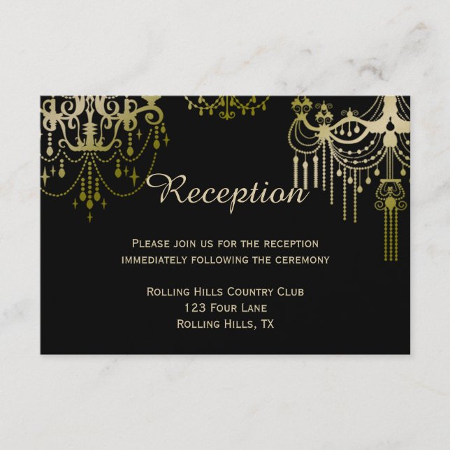 Candelabros de oro en una recepción de boda negra  (Anverso)