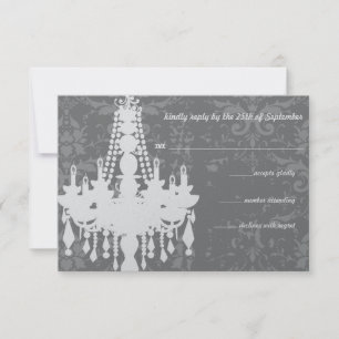 Candelabros plateados y grises Damask Wedding RSVP