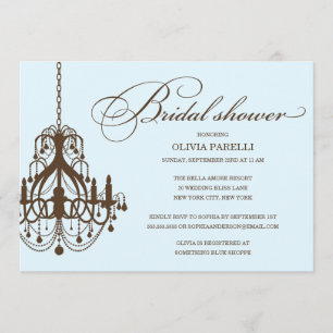 CANDELADOR AZUL Y MARRÓN  INVITACIÓN DE DUCHA BRID