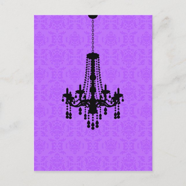 Candelier en tarjeta postal Purple Damask (Anverso)