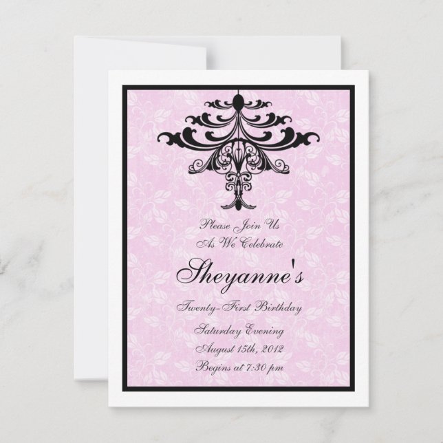 Candelier Pink 21st Birthday Party Invitación (Anverso)