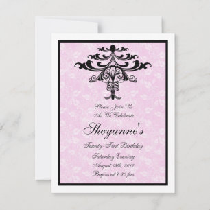 Candelier Pink 21st Birthday Party Invitación