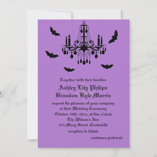 Candelier y Damask Wedding Invitación (Anverso)