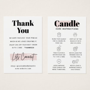 Candle Care Thank You Card