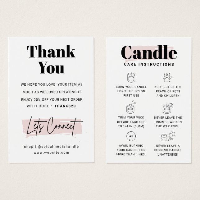  Candle Care Thank You Card (Anverso y reverso)