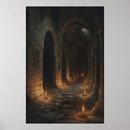 Candlelit Labyrinth Gothic Castle Corridor Arte Pr