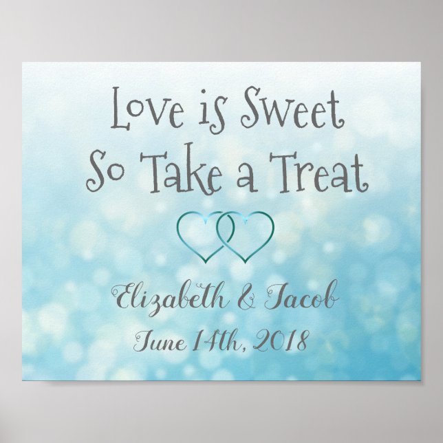 Candy Bar Azul y Gris  Love is Sweet Póster (Frente)