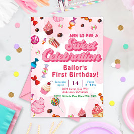 Candy Birthday Invitación Al Primer Fiesta