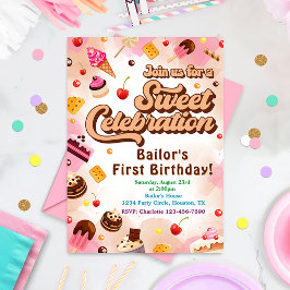 Candy Birthday Invitación Al Primer Fiesta