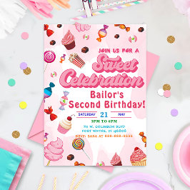 Candy Birthday Invitación Al Segundo Fiesta